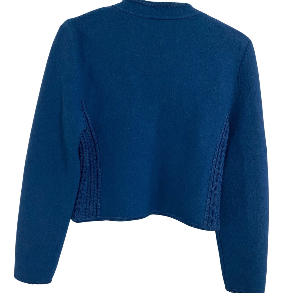 Vintage Knit Grandmacore Deans of Scotland Cardigan Womens L Blue Wool Rib - Picture 7 of 7